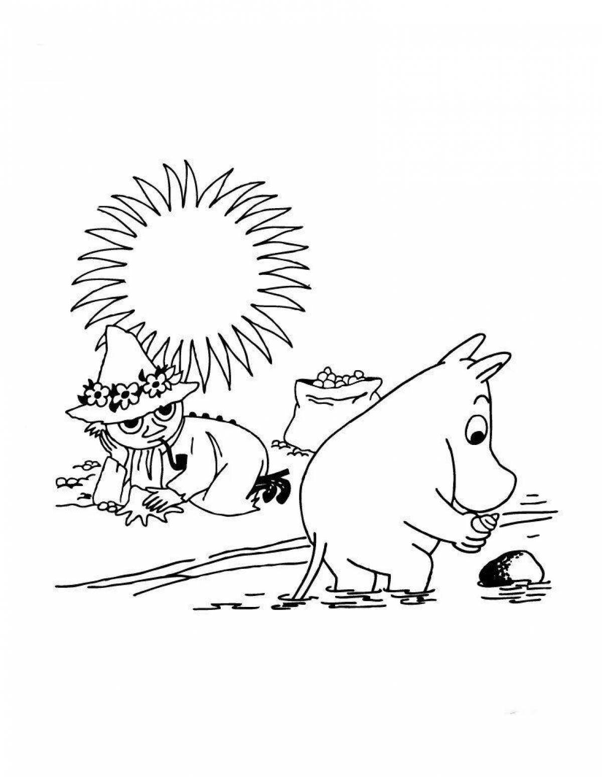 Coloring bright Moomintroll