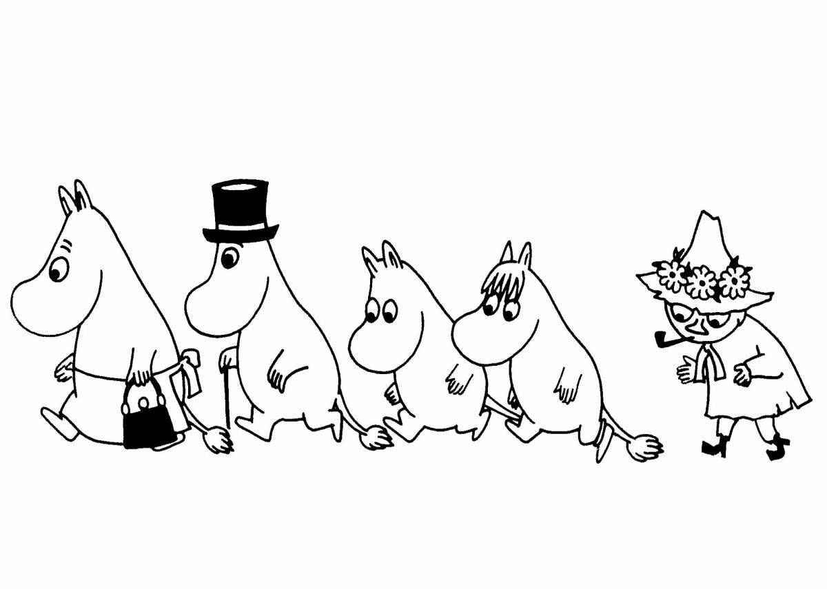 Coloring book playful Moomintroll