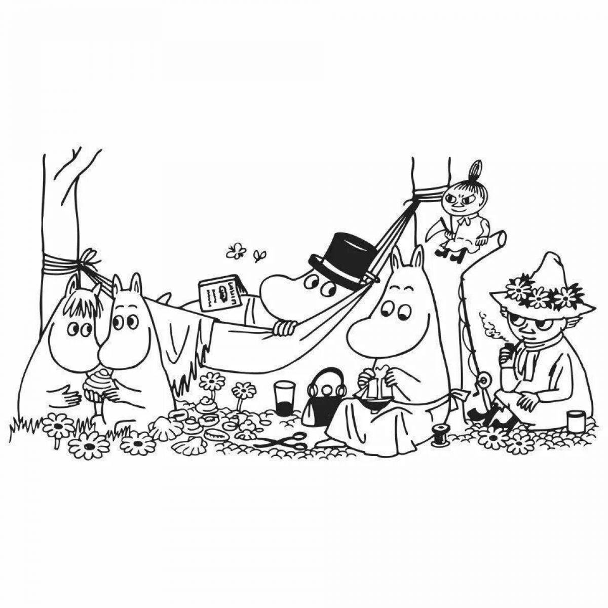 Coloring funny Moomintroll