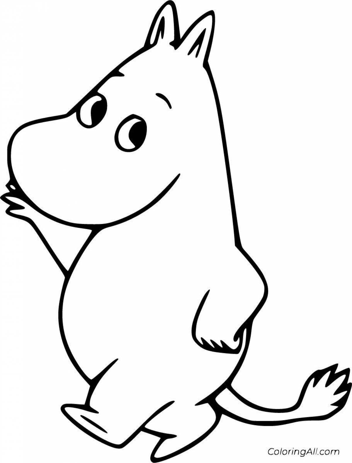 Coloring page Moomintroll with colored splashes