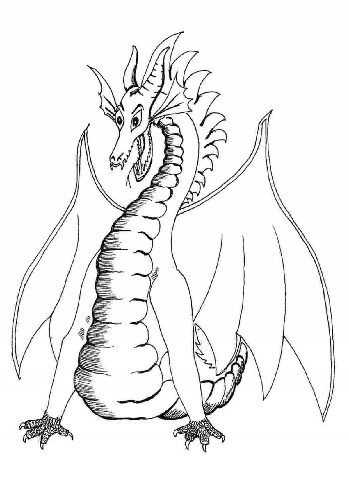 Впечатляющая раскраска рисунок дракона