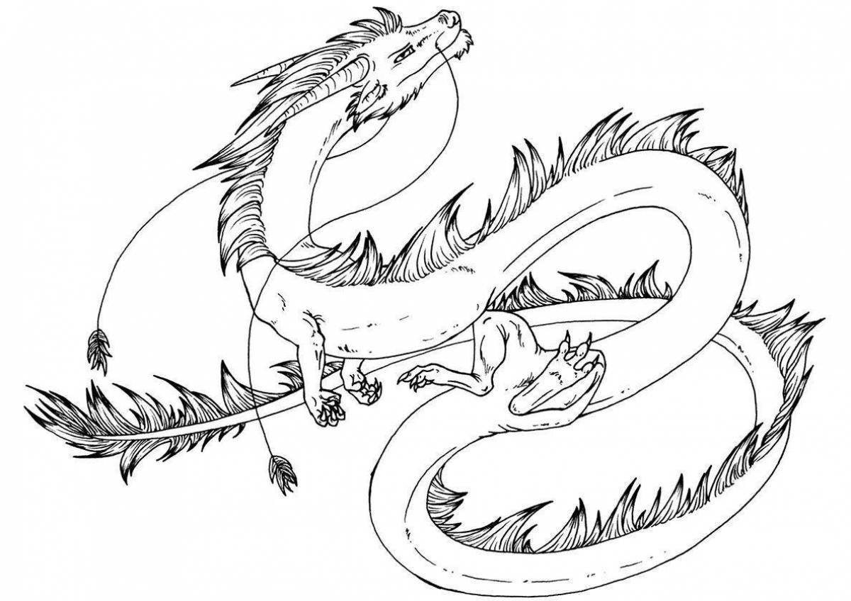 Elegant coloring dragon drawing