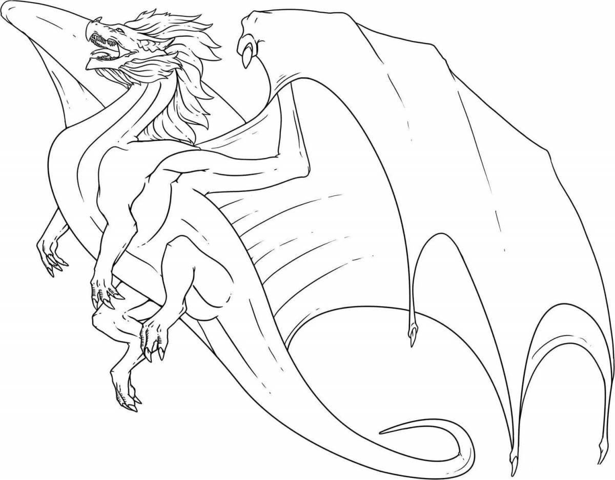 Сложная раскраска рисунок дракона
