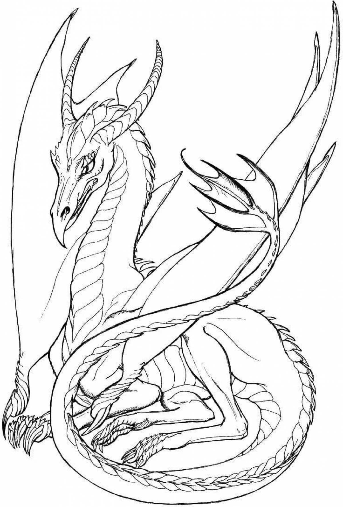 Блестящая раскраска рисунок дракона
