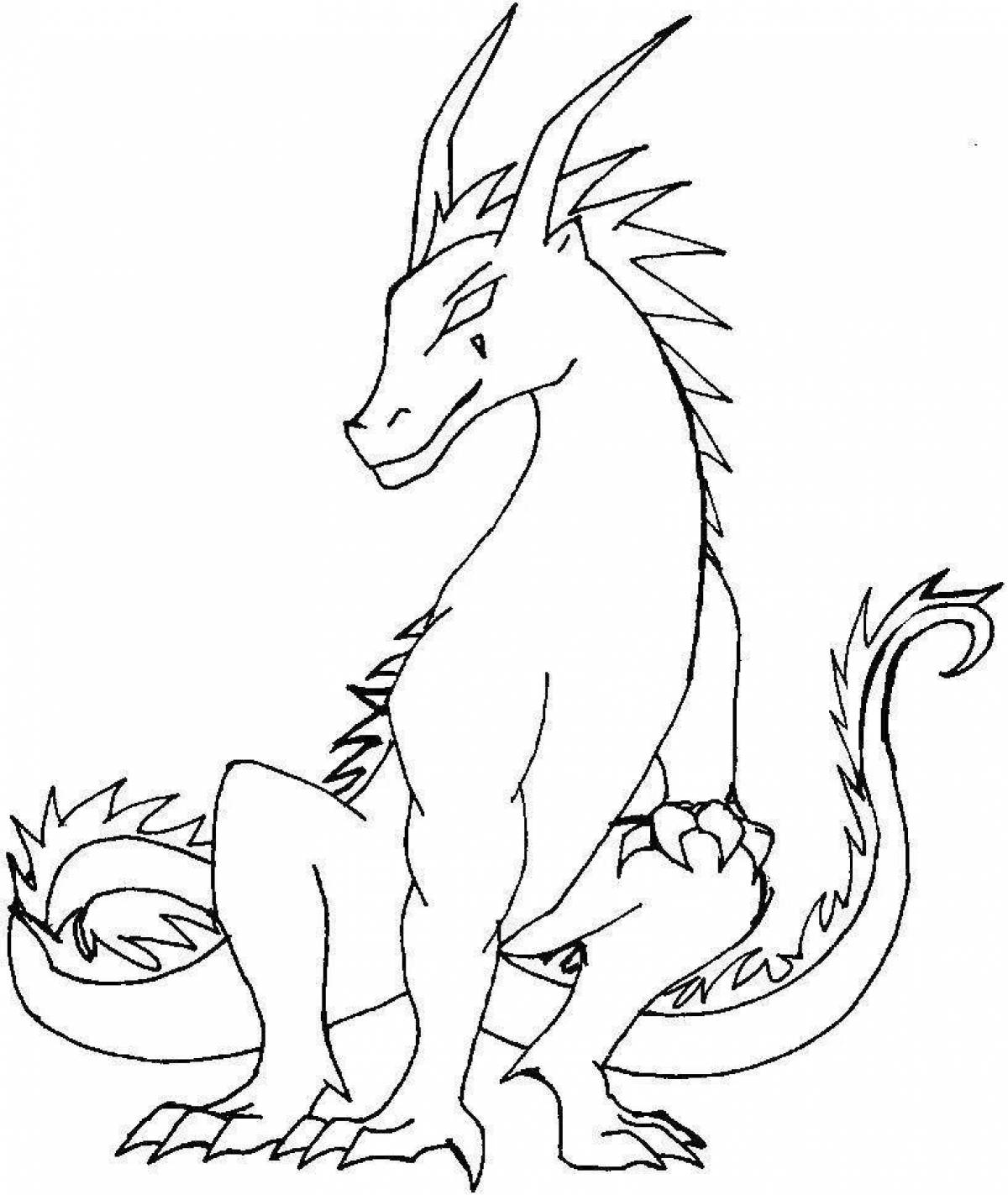 Exuberant coloring page dragon figure