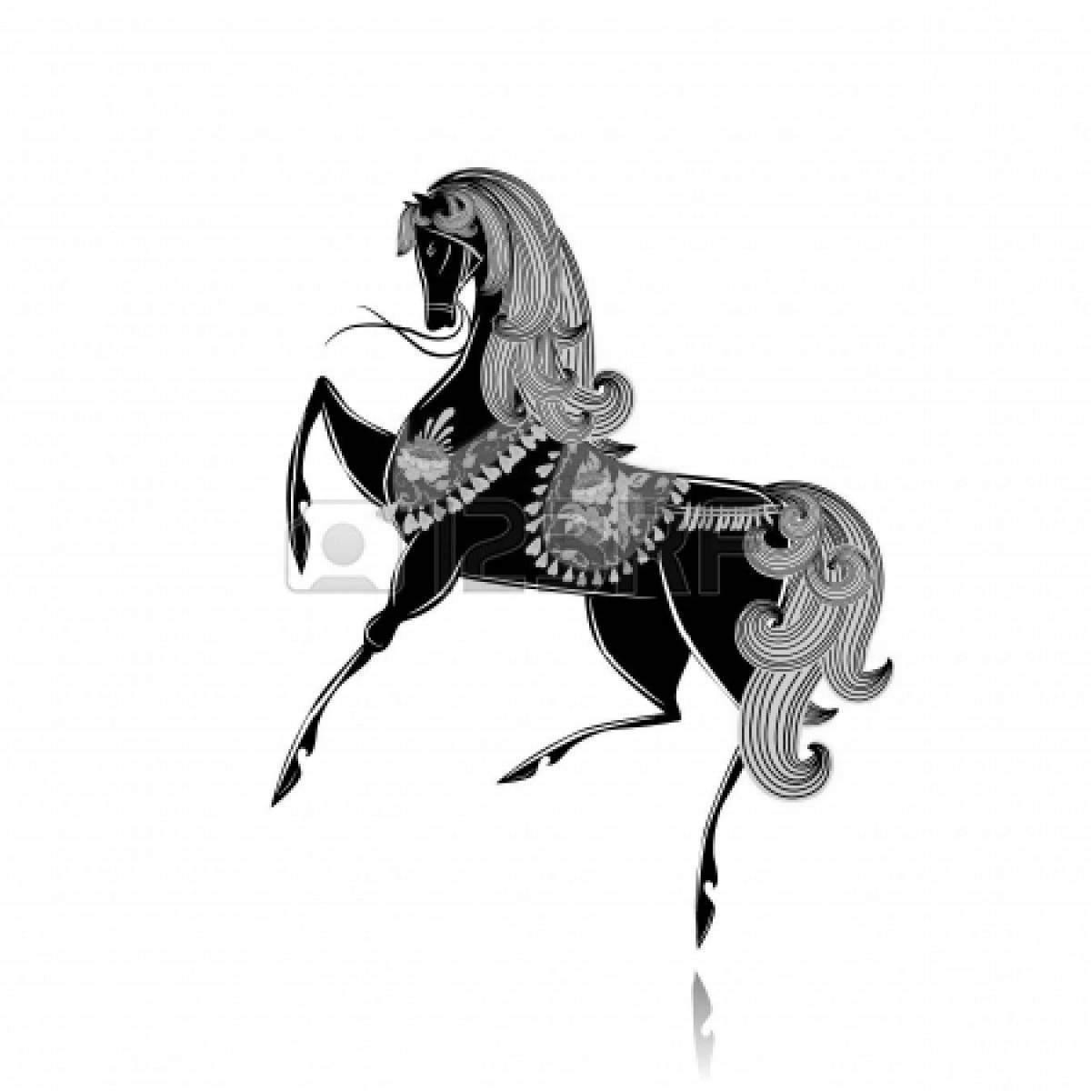 Экзотическая раскраска городецкая лошадь