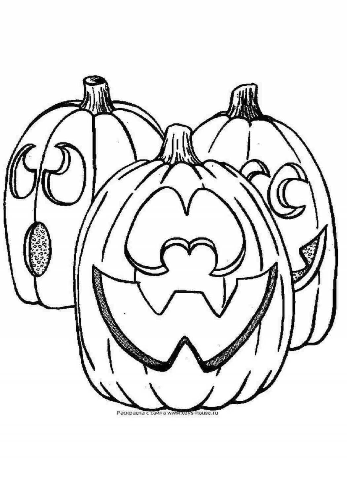 Photo Spooky halloween pumpkin coloring page