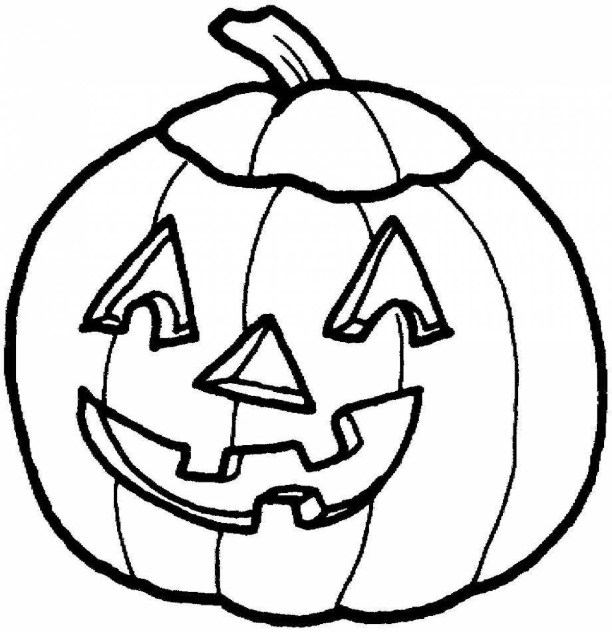 Photo Scary halloween pumpkin coloring page