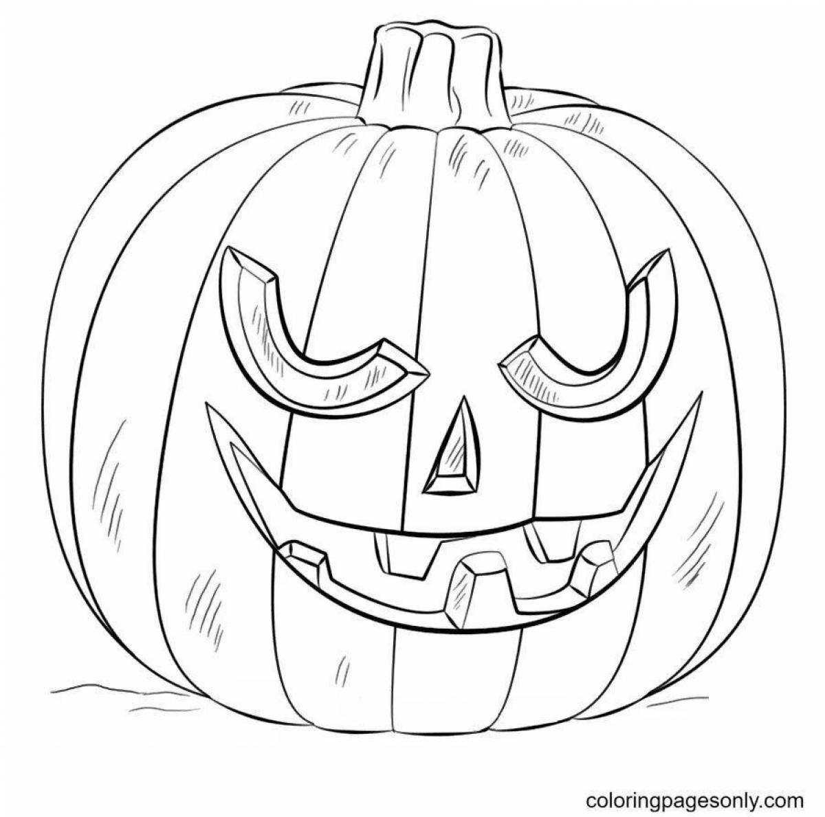 Spooky halloween pumpkin coloring page
