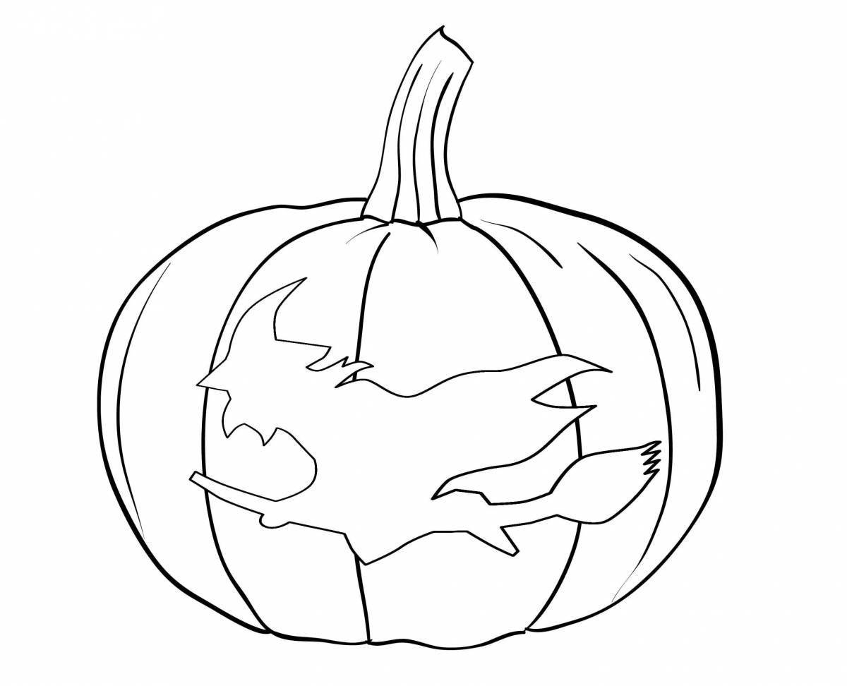 Colouring gloomy halloween pumpkin