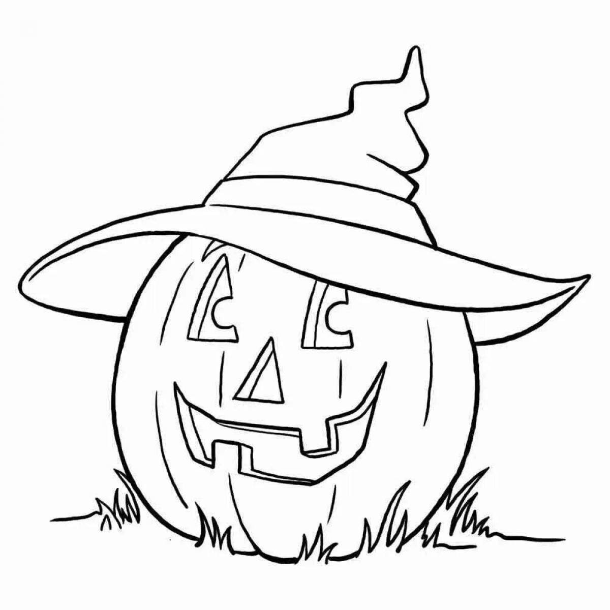 Horrifying halloween pumpkin coloring page