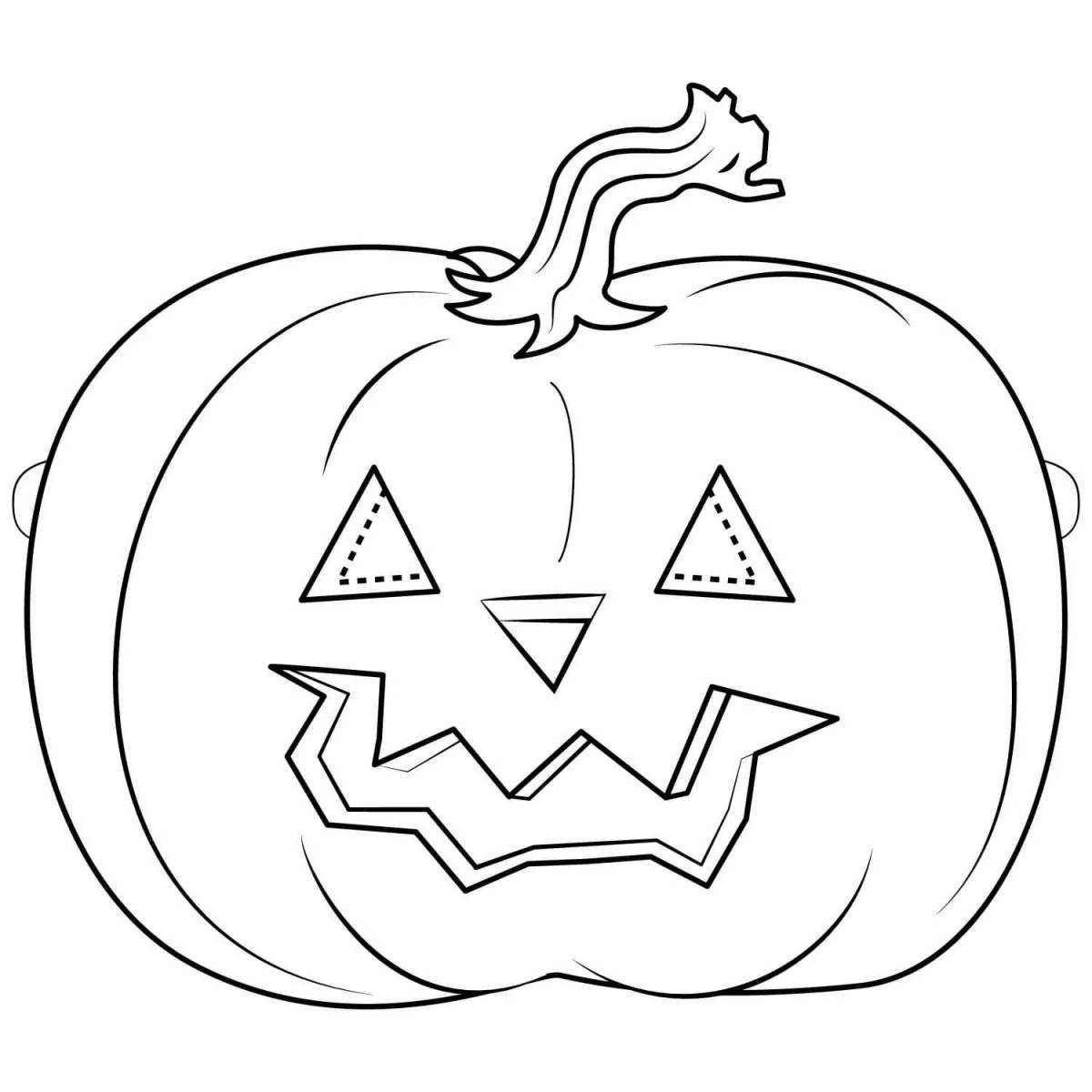 Photo Halloween pumpkin coloring page that makes your hair stand on end