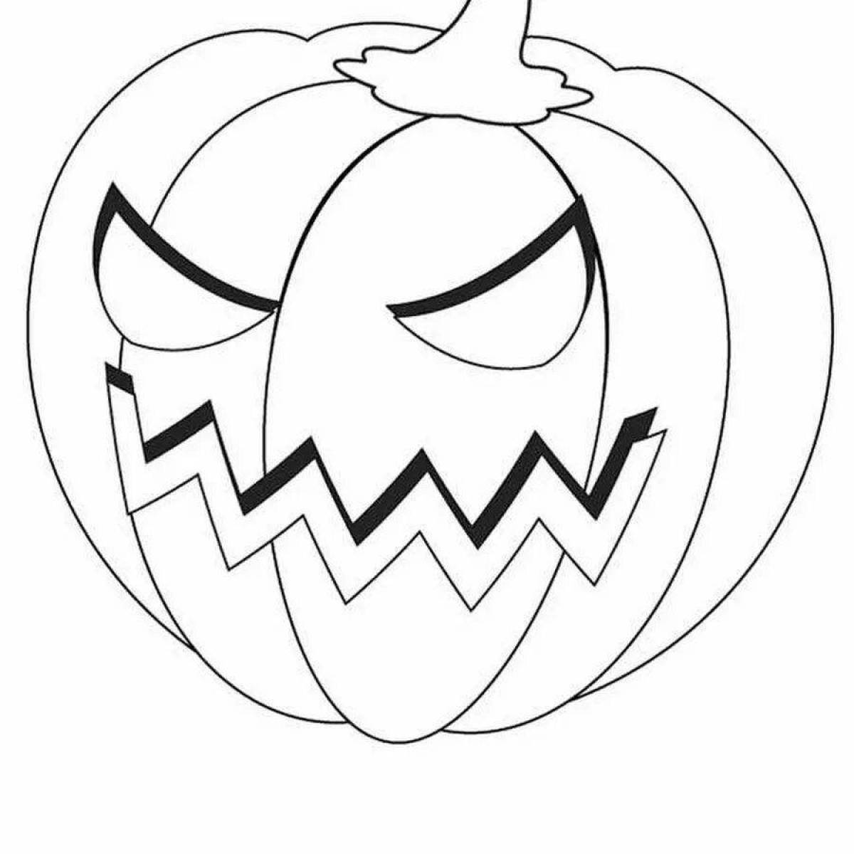 Photo Horrible halloween pumpkin coloring page