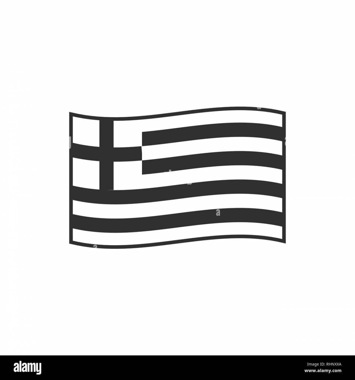 Блестящая страница раскраски флага греции