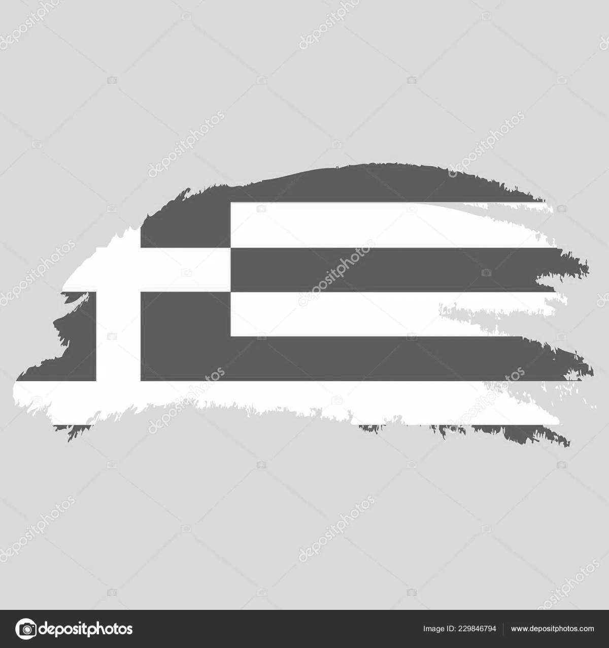 Яркая страница раскраски флага греции
