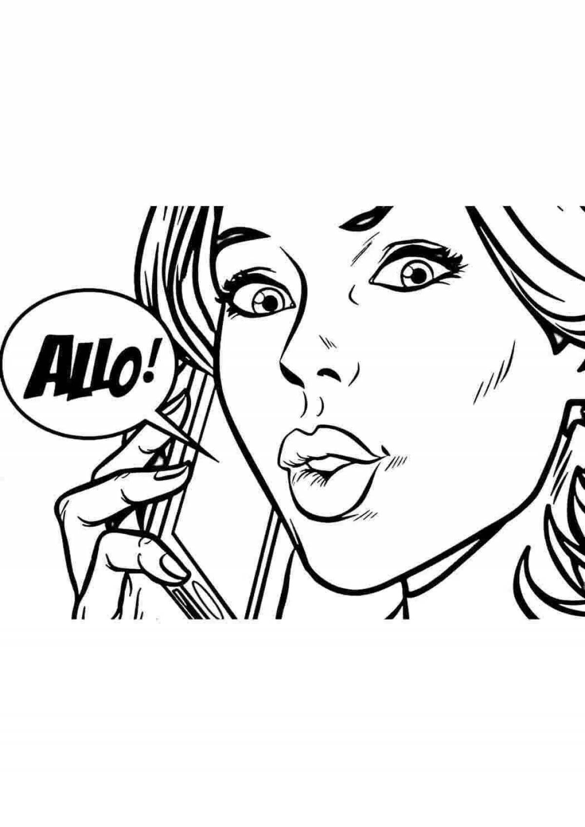 Stylish pop art coloring book