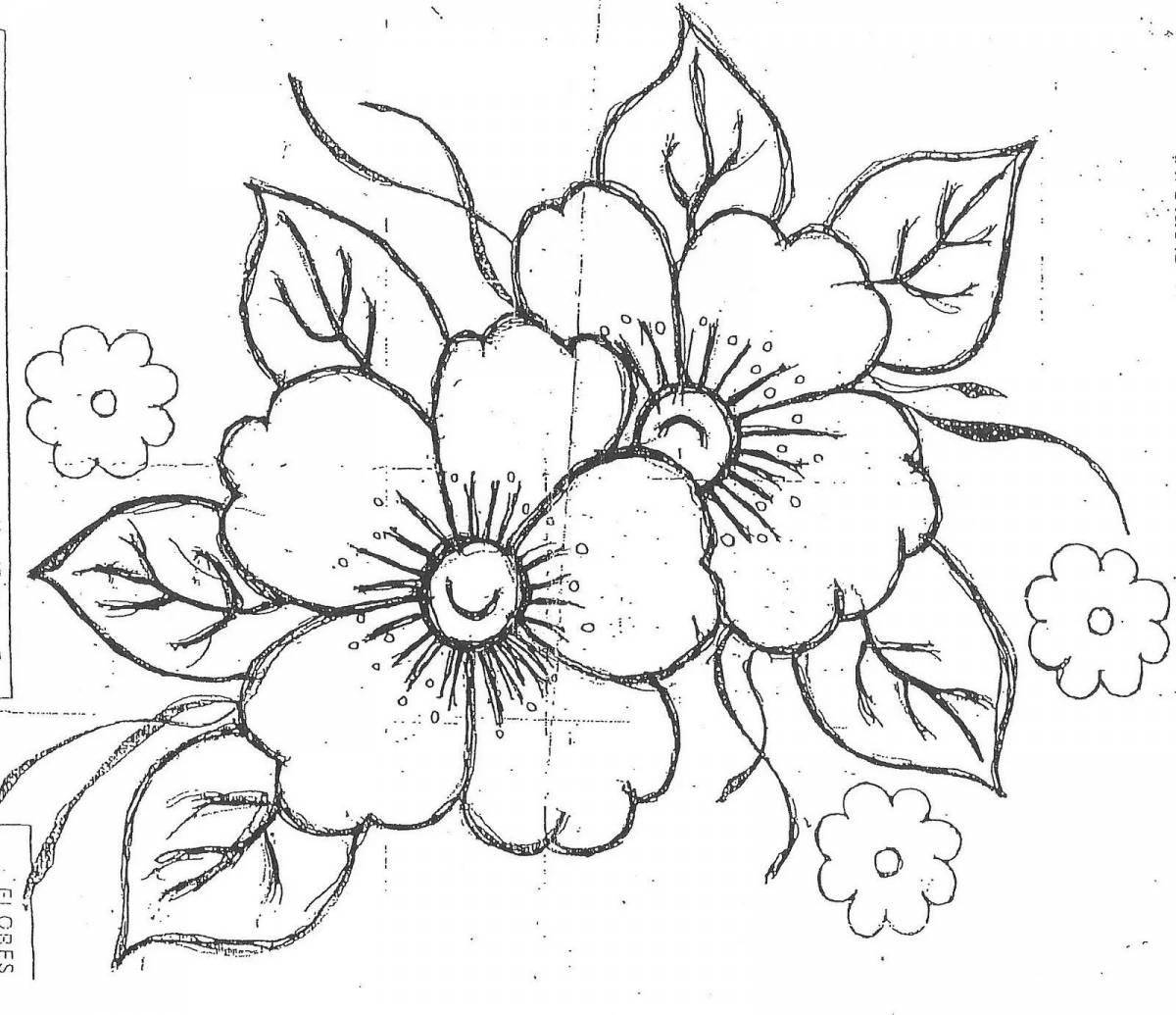 Coloring book Joyful Zhostovo flowers