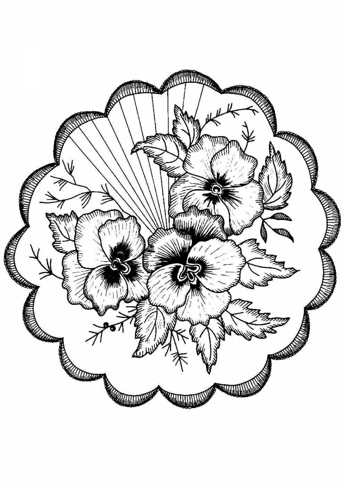 Photo Coloring book glorious flowers Zhostovo