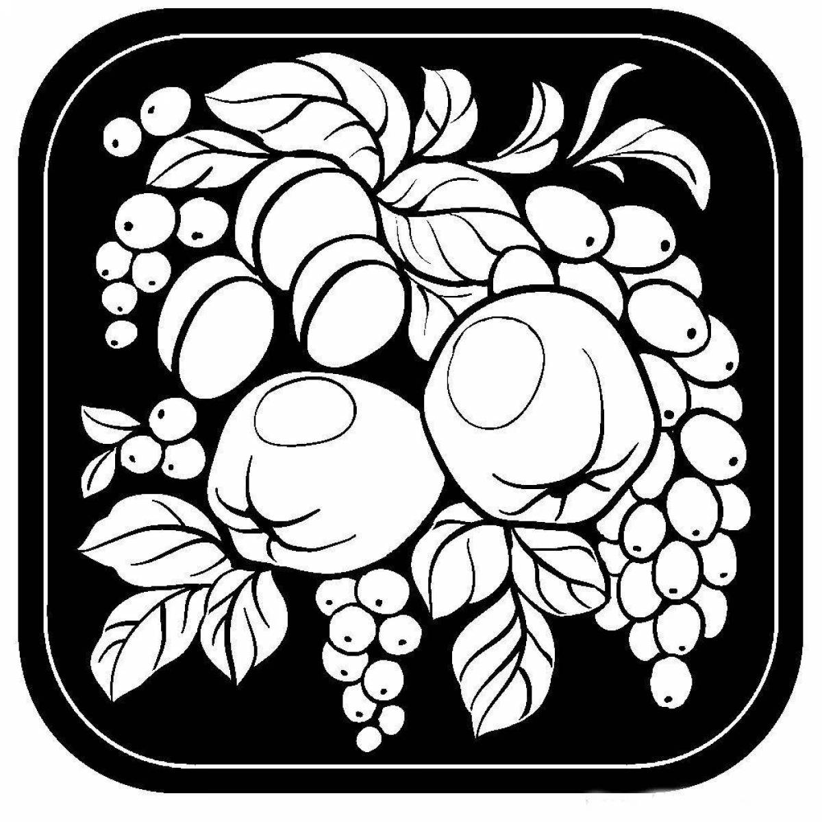 Photo Coloring book elegant Zhostovo flowers