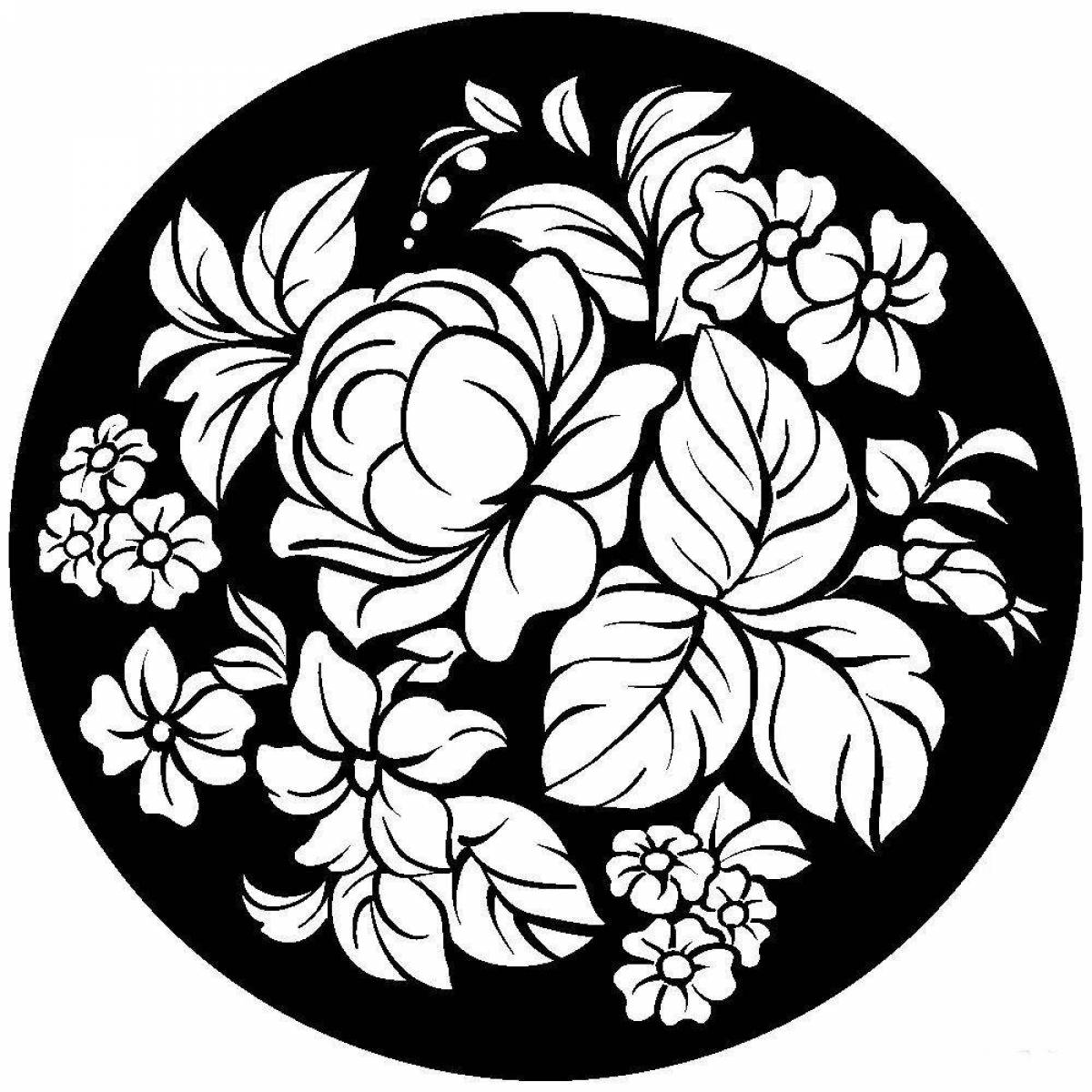 Photo Violent flowers Zhostovo coloring book