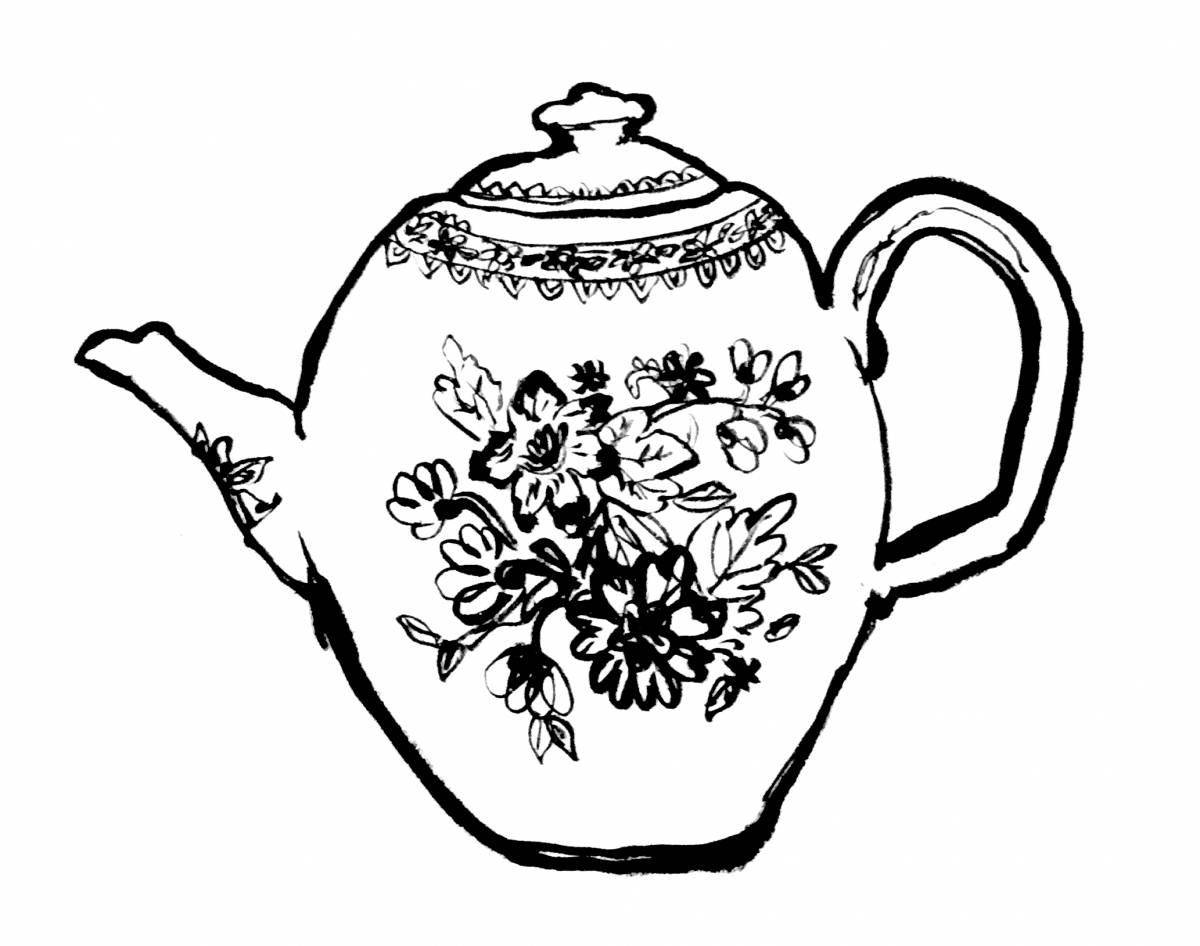 Coloring page delightful teapot gzhel