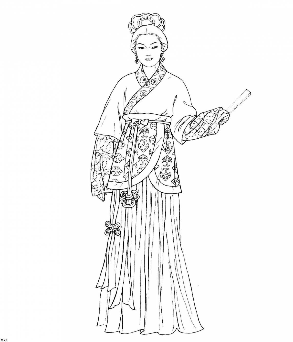 Bright Chinese costume coloring