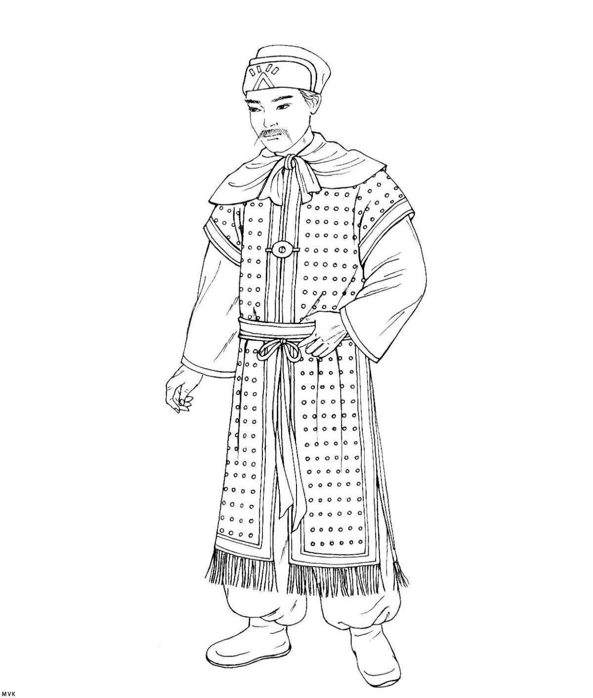 Chinese costume bold coloring page