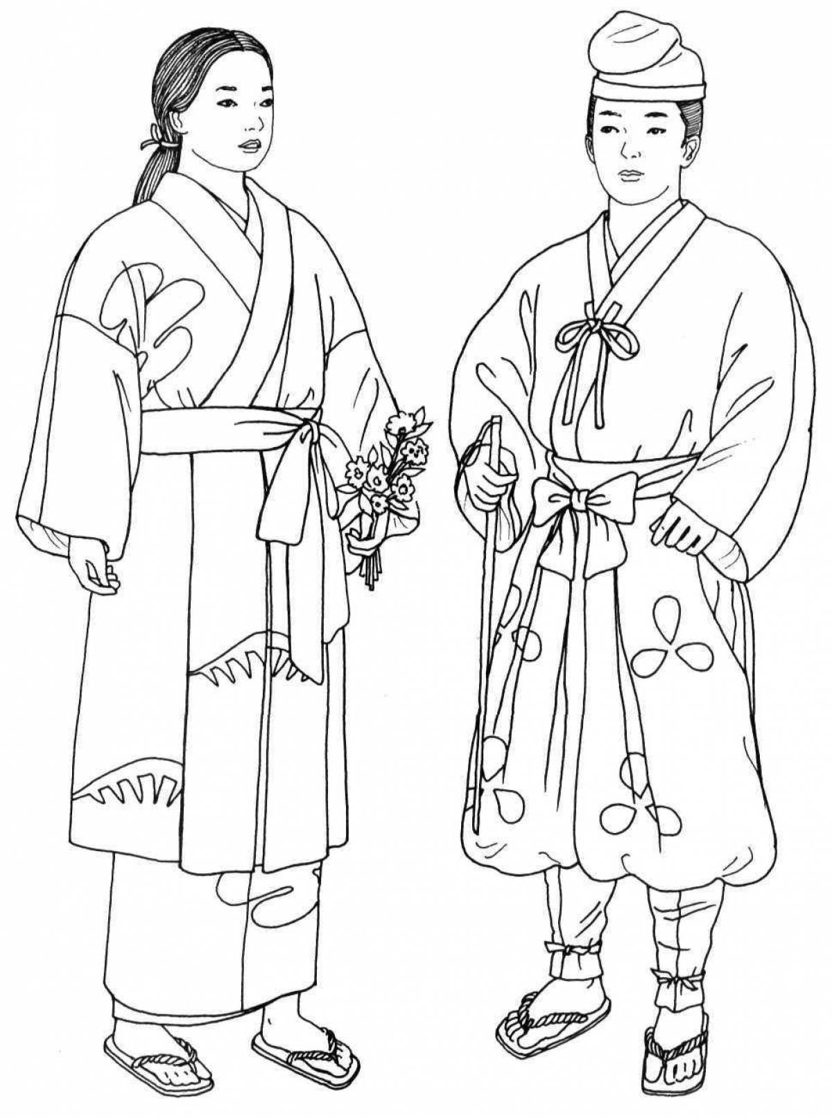 Chinese costume glowing coloring page