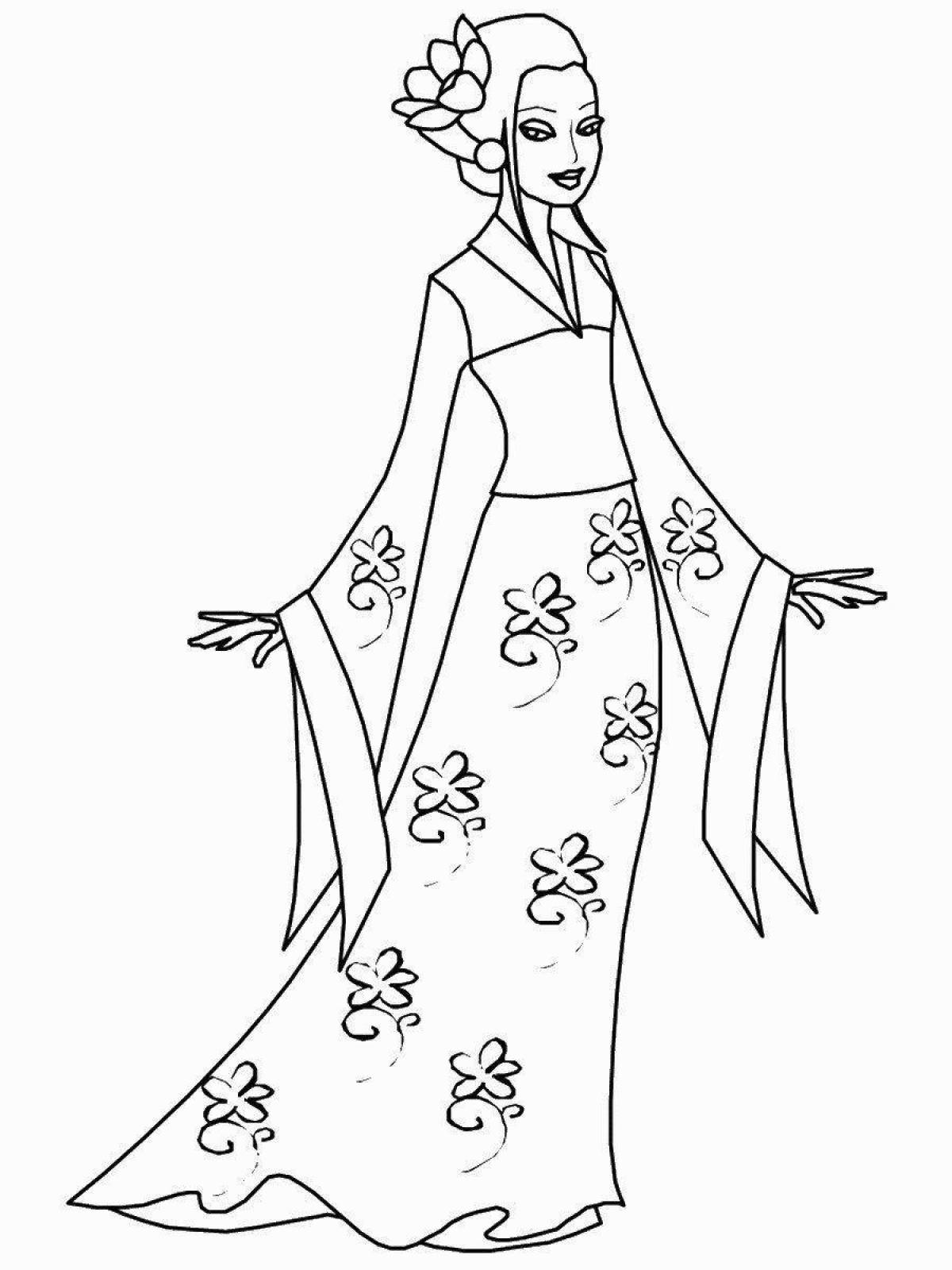 Chinese costume coloring page