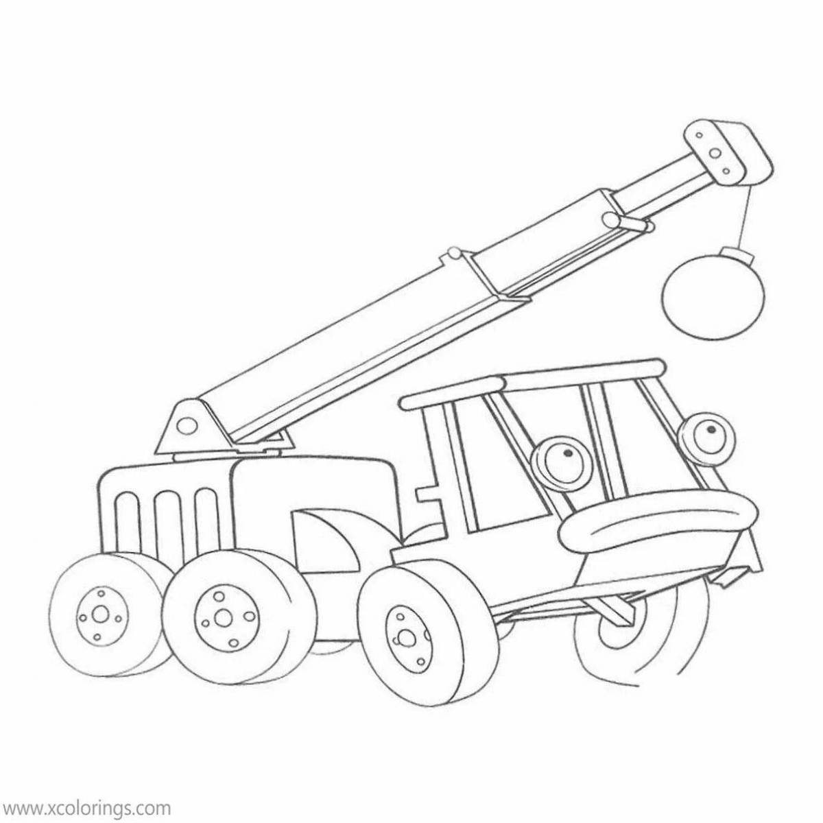 Coloring page with working machines