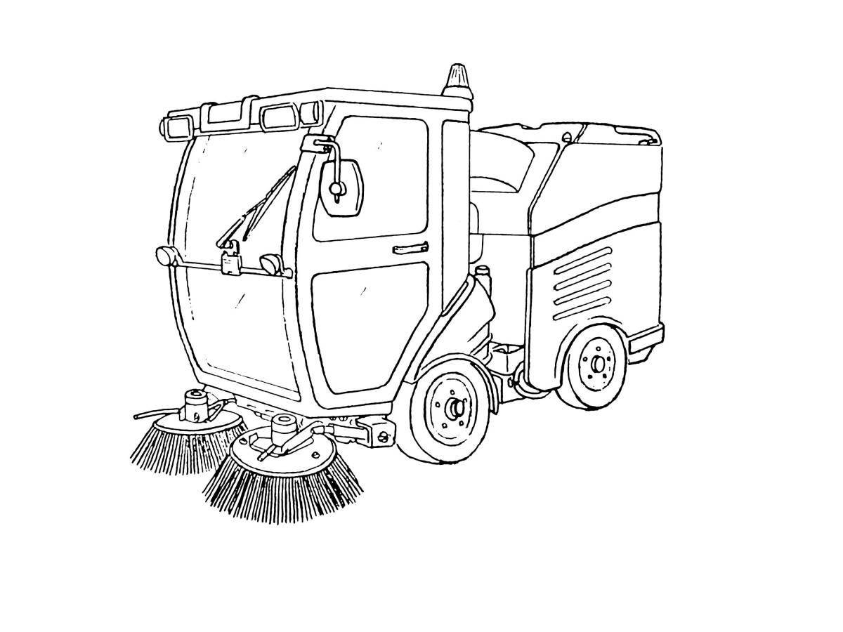 Detailed coloring page of working machines
