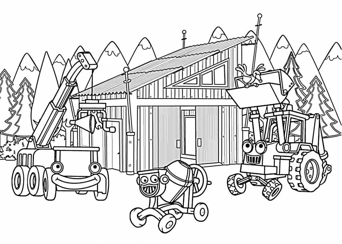 Coloring page for fun working machines