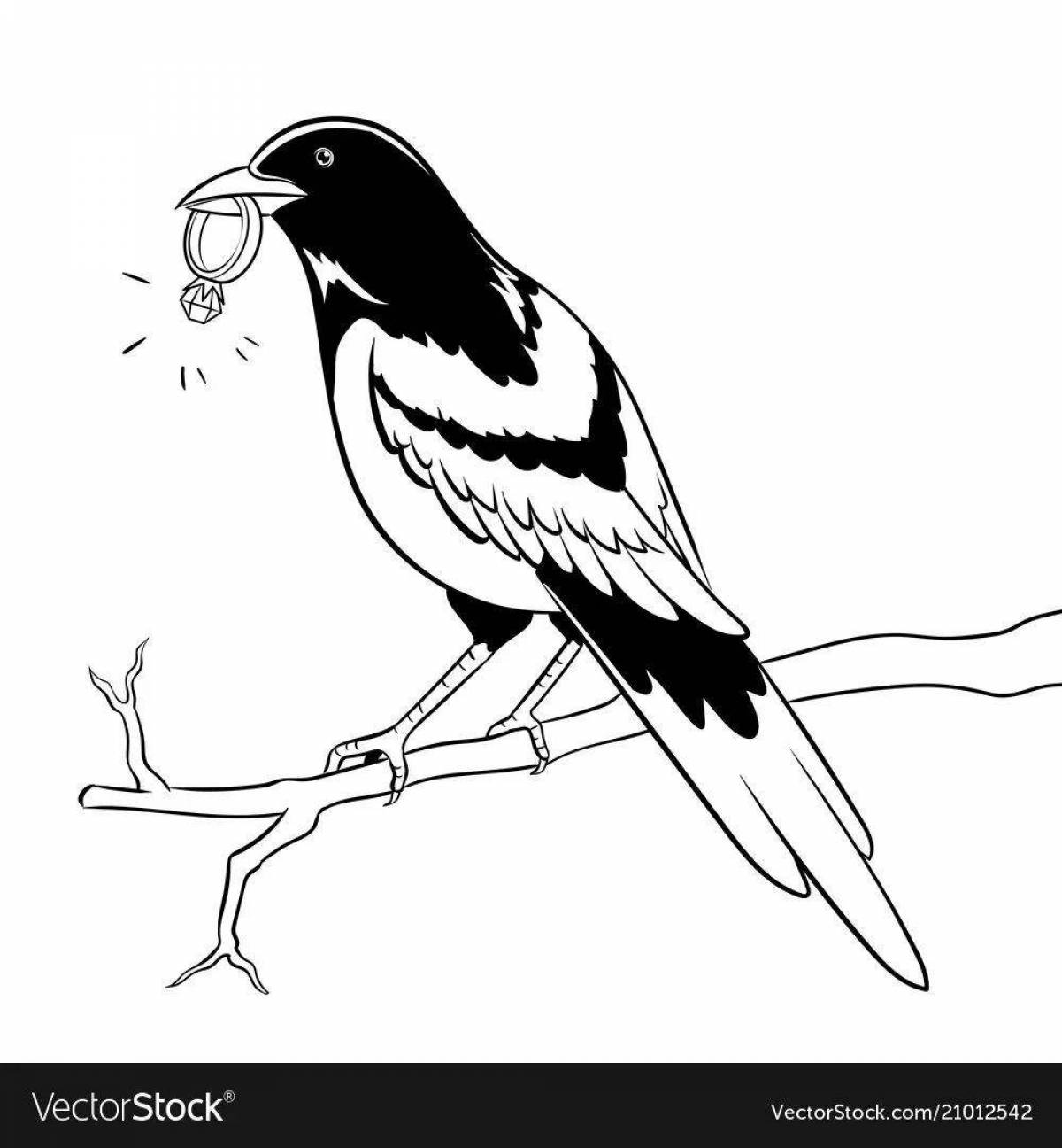 Adorable magpie coloring page
