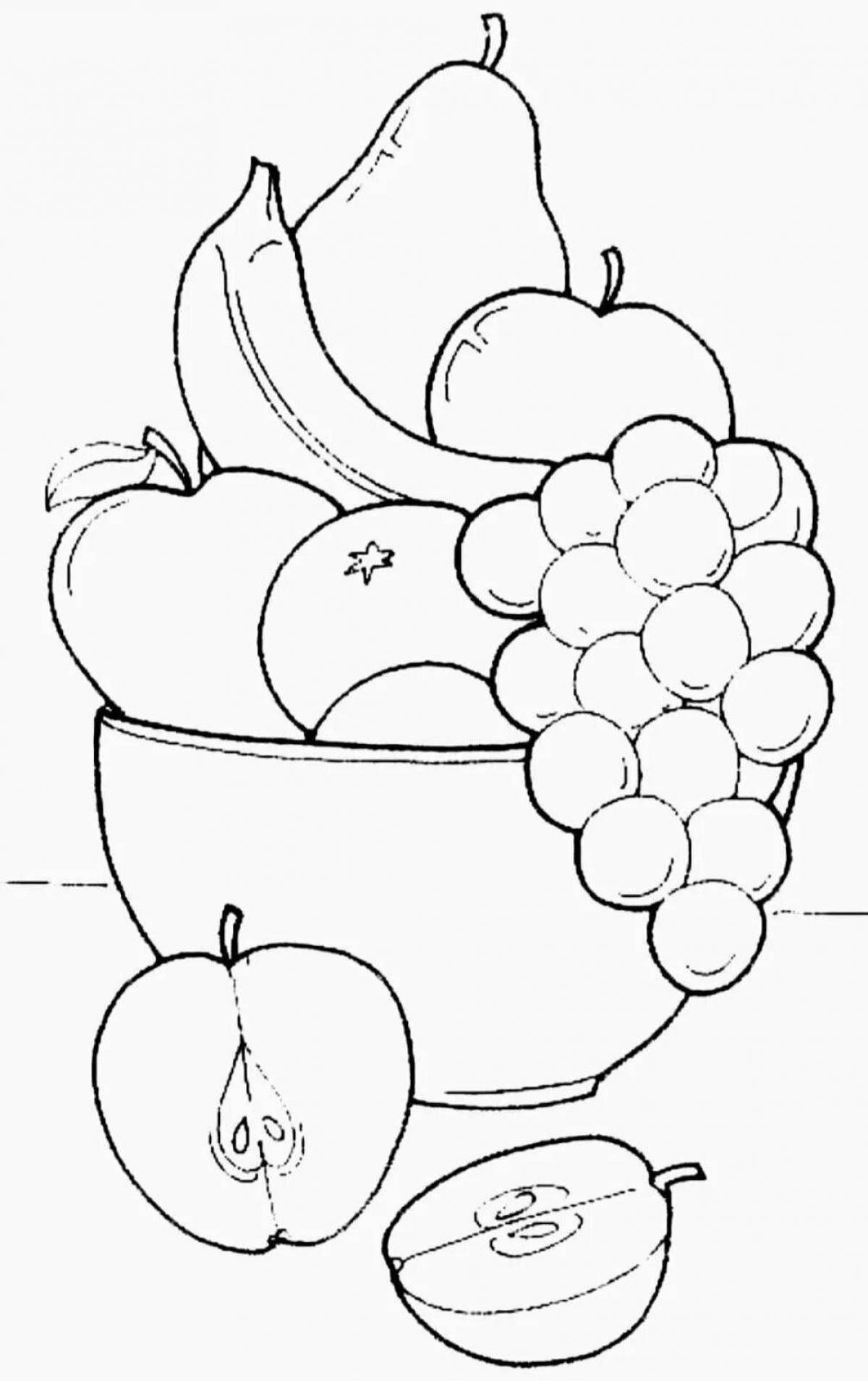 Тарелка с фруктами рисунок для детей поэтапно