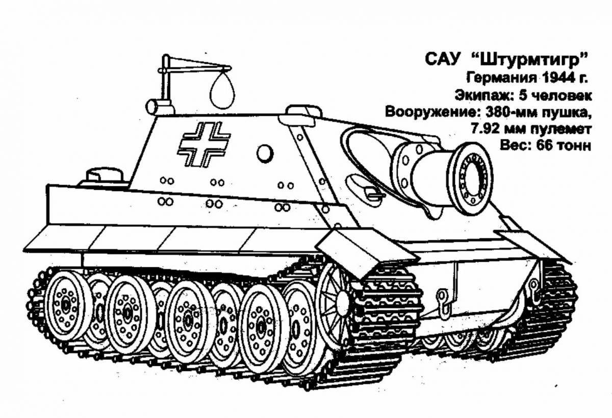 Colorful tank coloring page