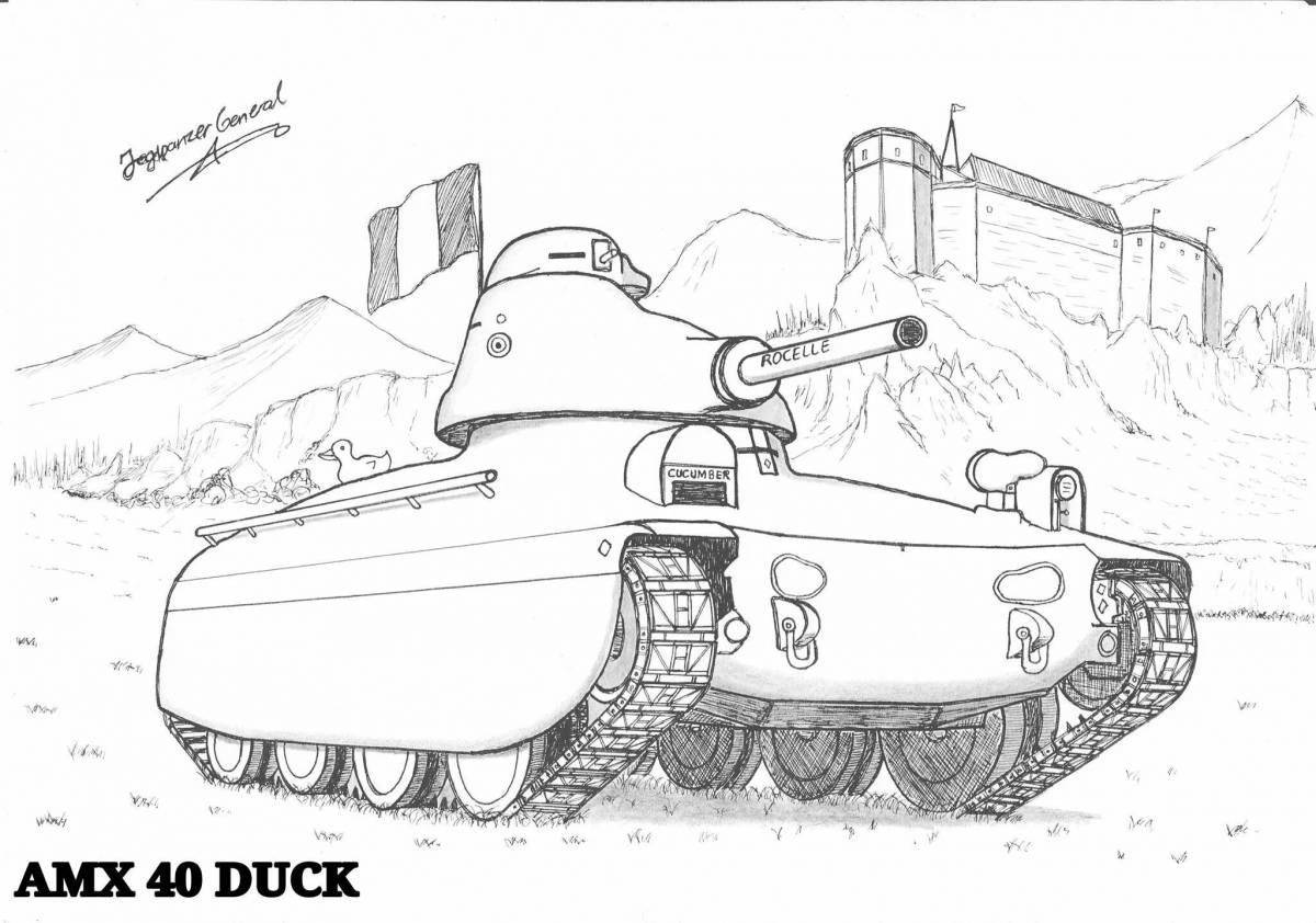 Impressive tank coloring page