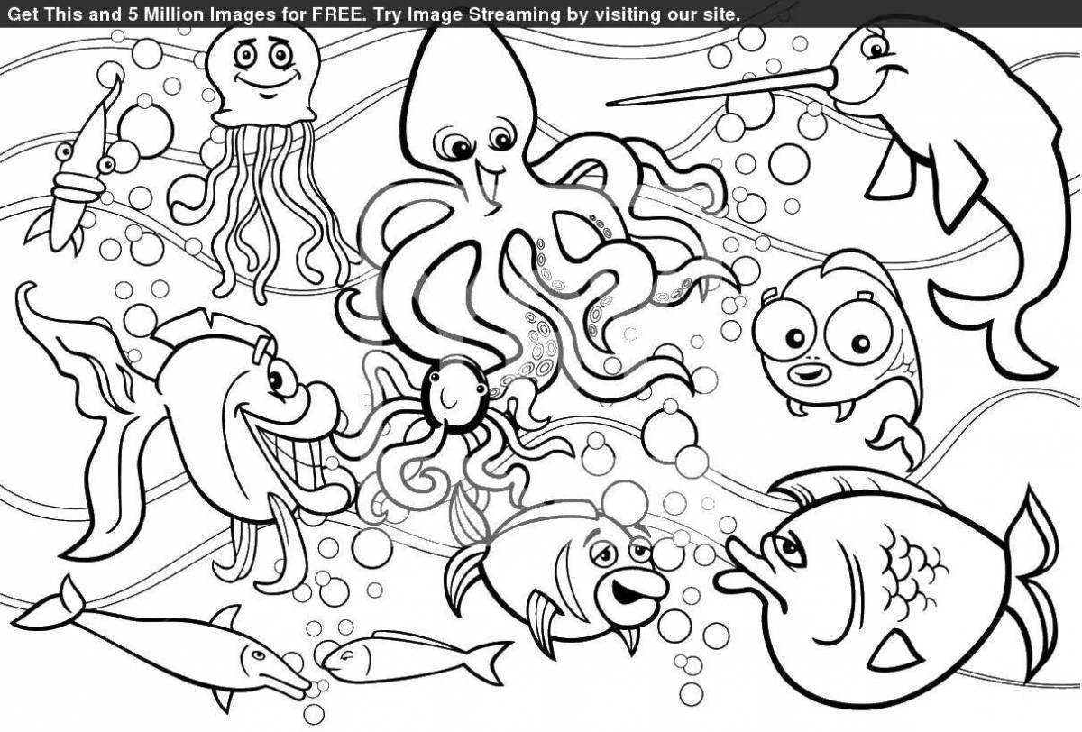 Потрясающая страница раскраски подводного царства