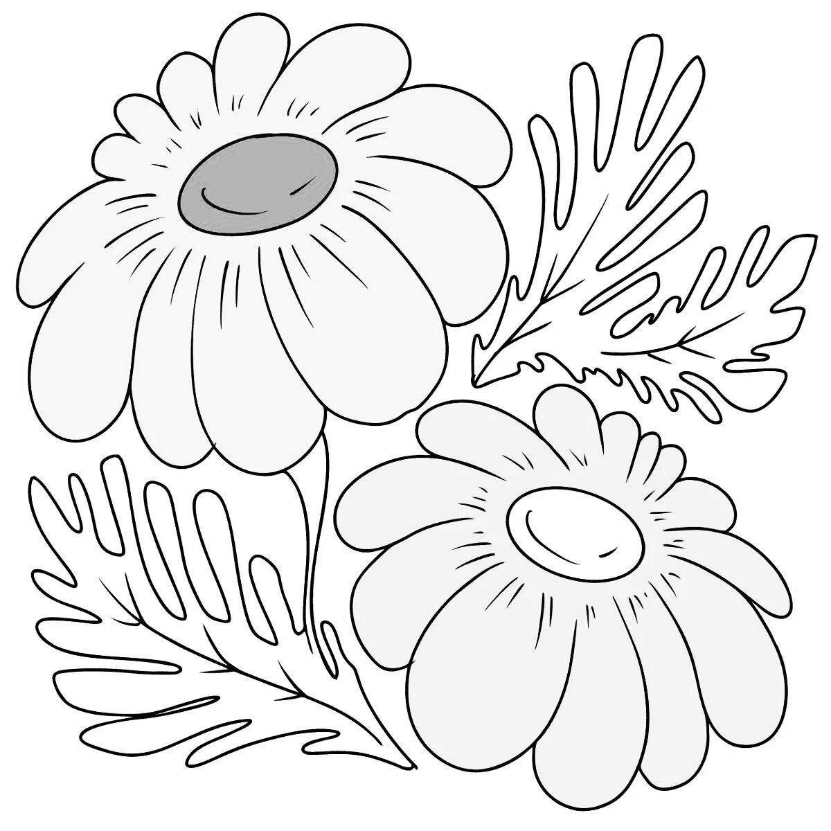 Coloring page exuberant chamomile pattern