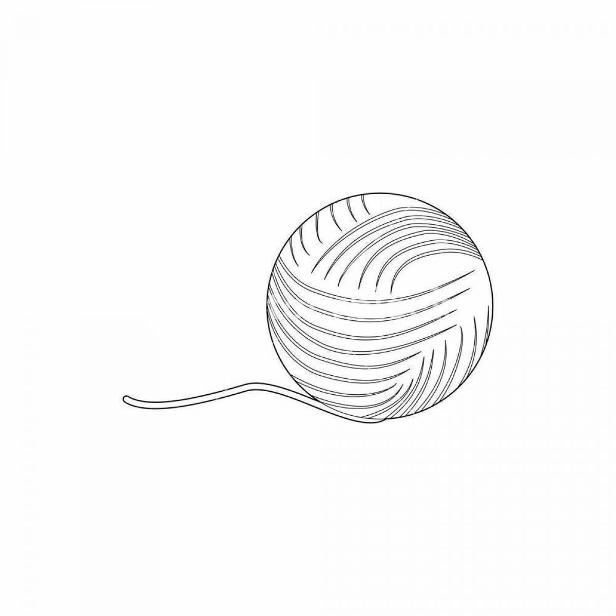 Coloring page inviting ball of thread
