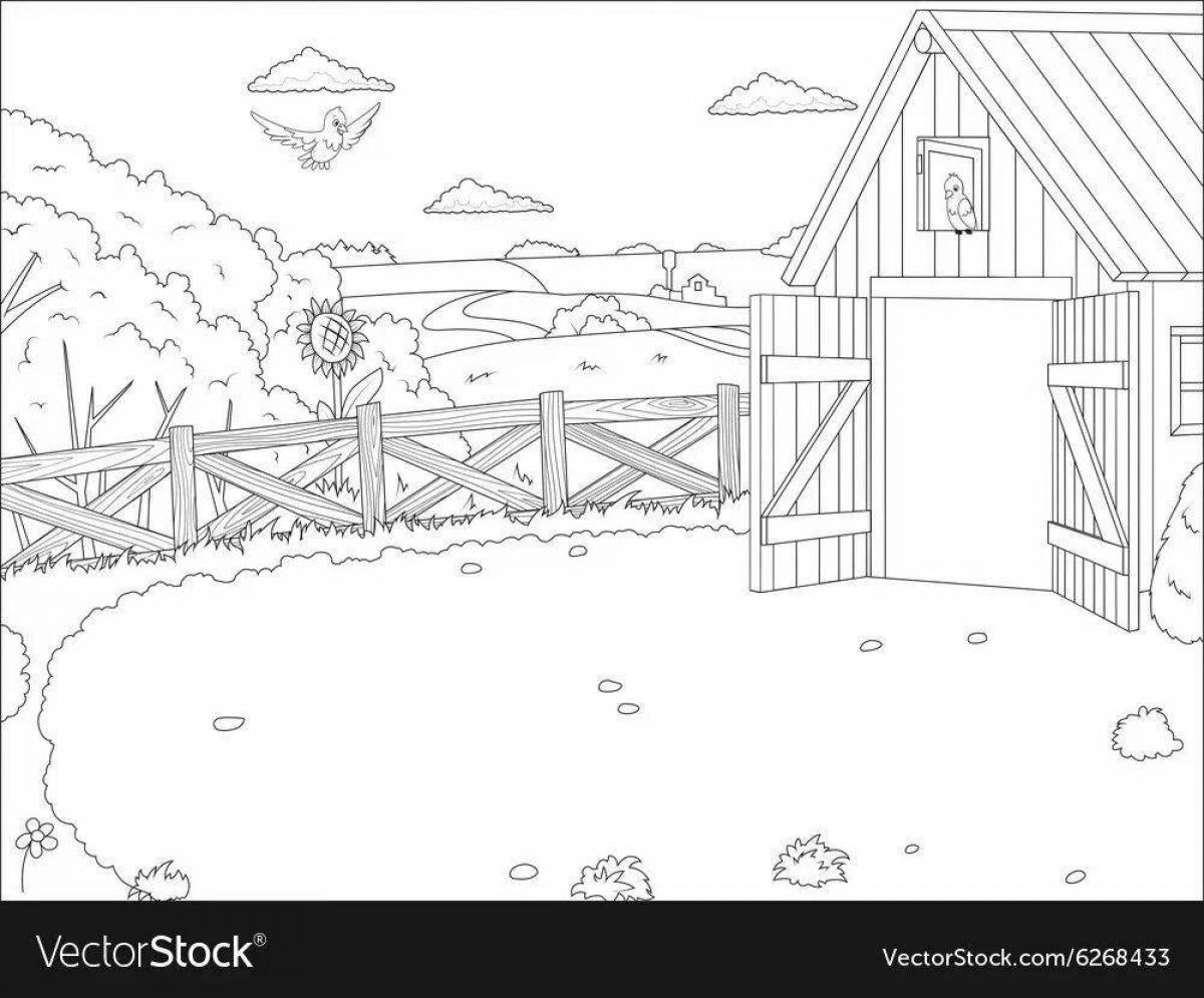 Cute barnyard coloring page