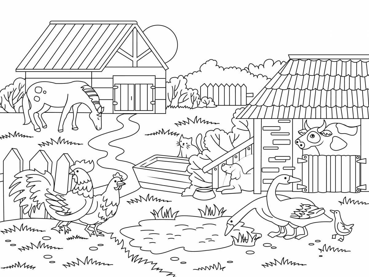 Coloring page cozy barnyard