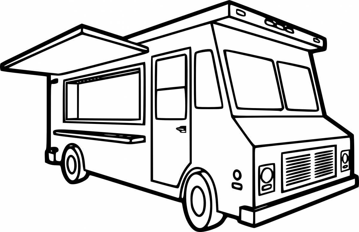 Colourful ice cream truck coloring page