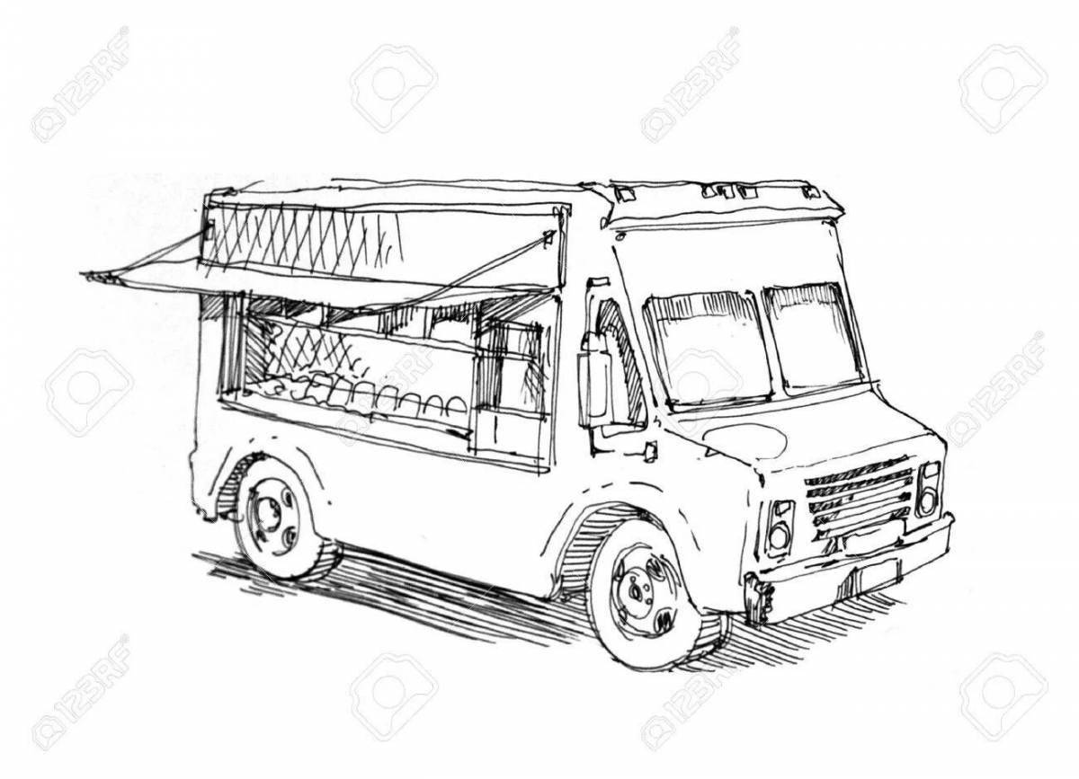 Coloring book refreshing ice cream truck