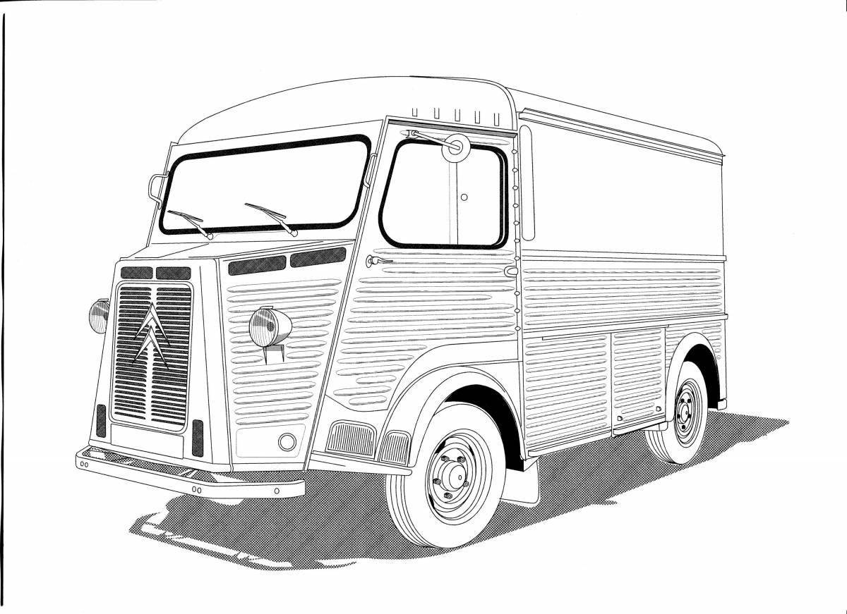 Раскраска очаровательный фургон с мороженым