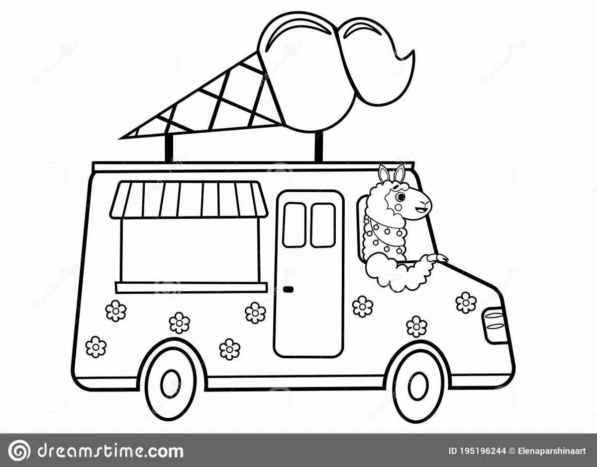 Coloring page playful ice cream truck