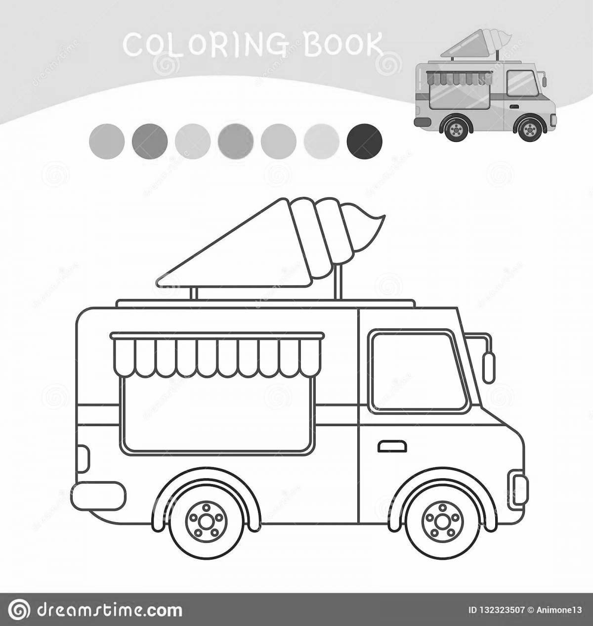Coloring page funny ice cream truck