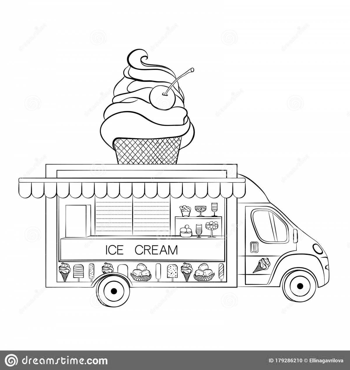 Раскраска причудливый фургон с мороженым