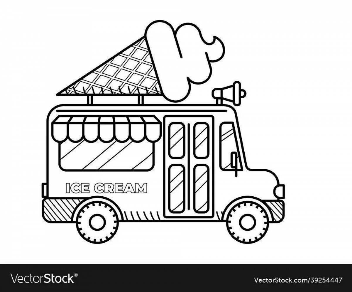 Colored ice cream truck coloring page