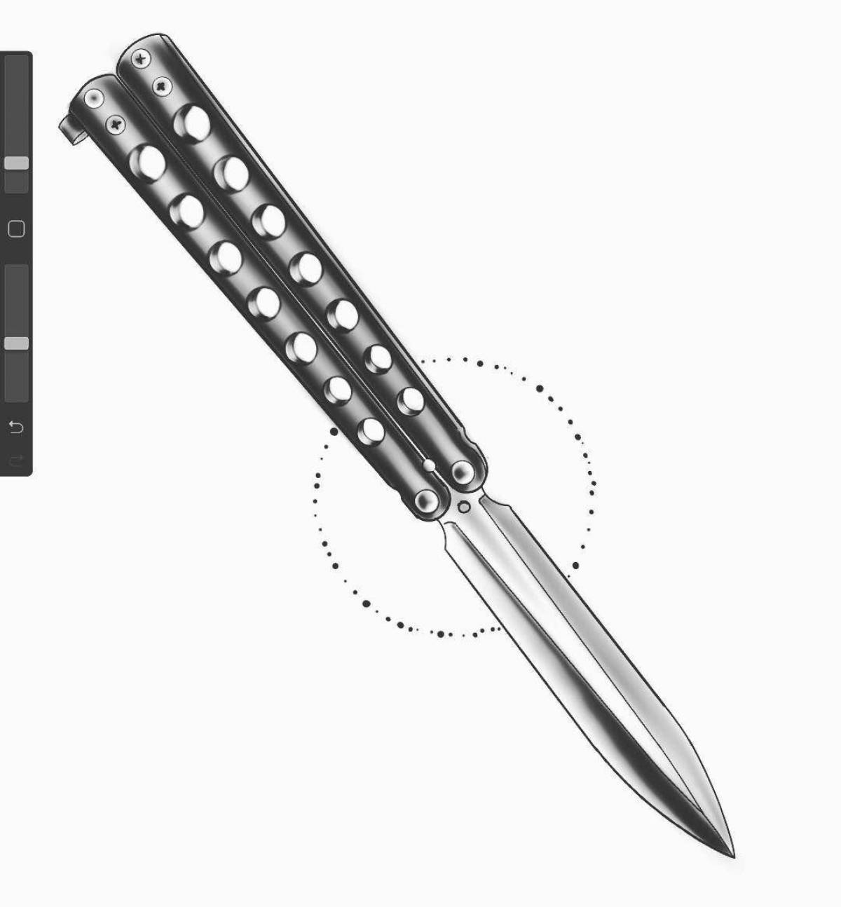 Adorable Butterfly Knife Coloring Page