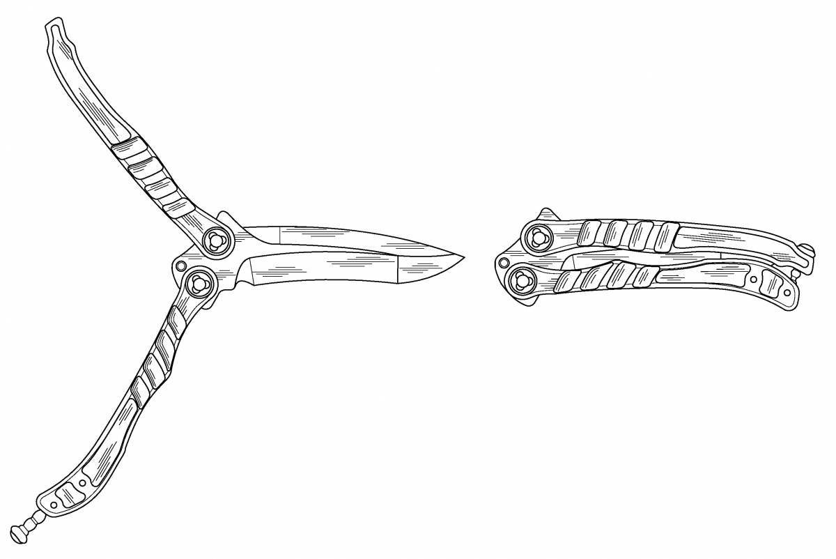 Intricate coloring of butterfly knife